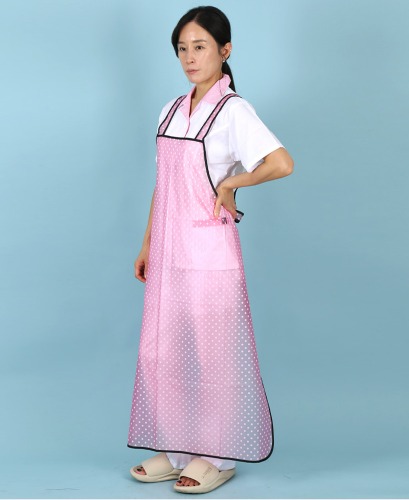 유폼 우레탄 도트 패턴 방수 파이핑 앞치마(대) 핑크