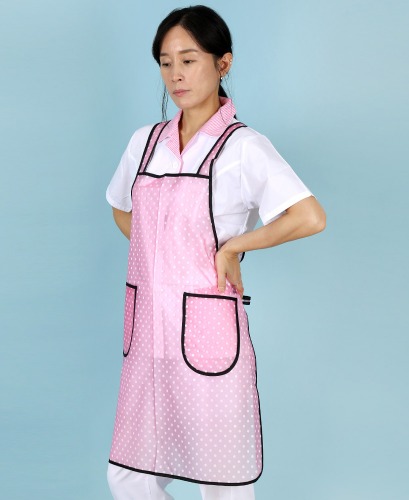 유폼 우레탄 도트 패턴 방수 파이핑 앞치마(소) 핑크